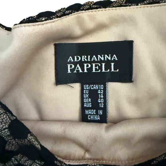 Adrianna Papell Black Lace Print Fit & Flare Sleeveless Dress Size 10 Cocktail - Picture 3 of 12